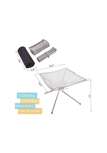 Ximistore9 Orta Boy Çelik Mangal Alev Tutanı - İçinizi Daha Eşit Isıtır, Taşınabilir Kamp Aletleri 42x42cm 201 Şeffaf