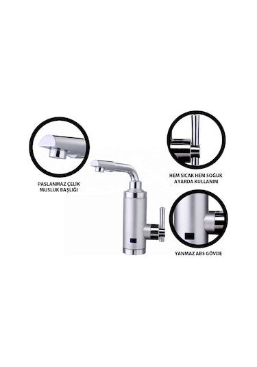 Sıcak Musluk ASG-5S Tezgaha Monteli Ani Su Isıtıcı Termal Şofben Musluk