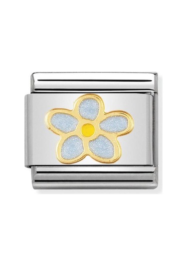 Composable Classic Dekoratif Link - Doğa - Unutmabeni Çiçeği - 18k Altın