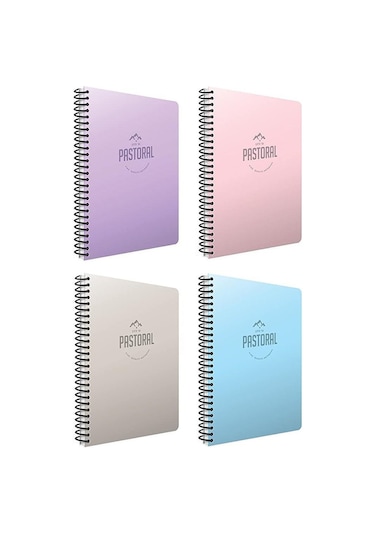 Gıpta Pastoral A4 96 Yaprak Plastik Kapak Spiralli Defter Kareli 4 Adet