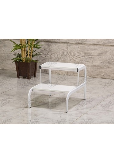 Eskabo Oval Metal Gövdeli İki Basamaklı Merdiven-beyaz Labortech-4204