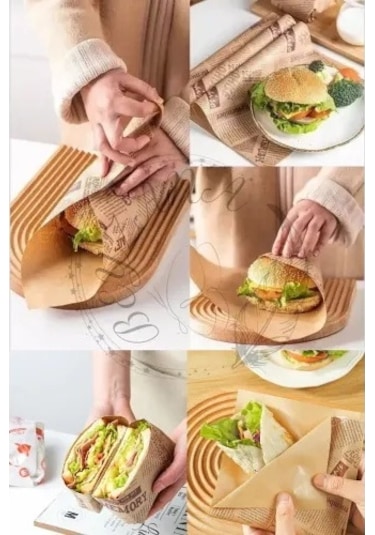 Kapamarka Vintage Gazete Desenli Sunum Kağıdı 50 Adet 3 Parça