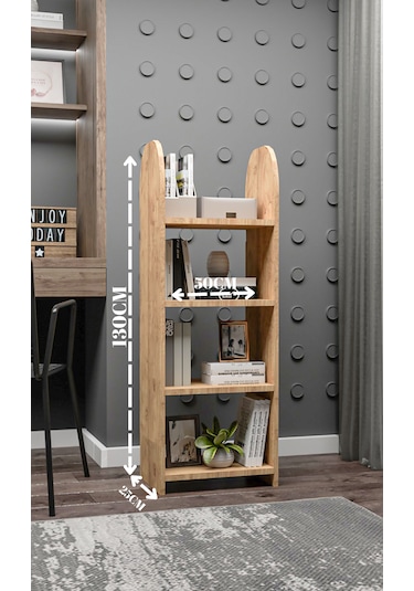 Oval Kitaplık,saksılık,çiçeklik,130 Cm,portatif Minifix Kurulum Atlantik Çam