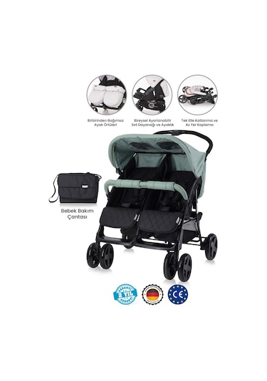 Lorelli Twin İkiz Bebek Arabası Green Bay Yeşil