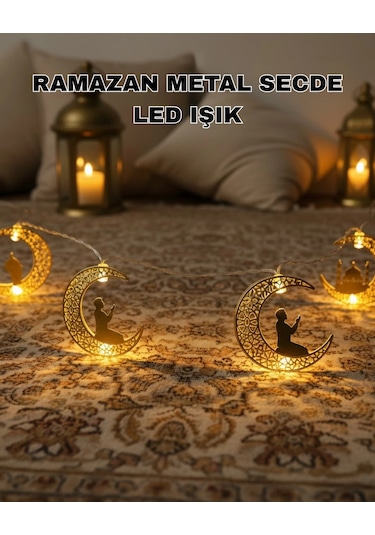 Ramazan Ay Işığı Secde Eden Adam Silüetli Led Peri Işığı Çok Renkli