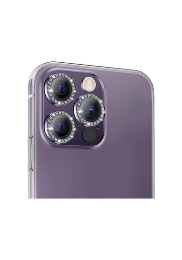 Buff İphone Uyumlu 14 Pro / 14 Pro Max Diamond Lens Koruyucu Mor