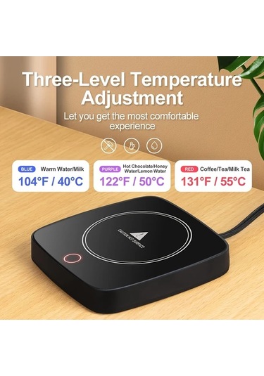 Willowhaven Ahşap Desenli 3 Sıcaklık Ayarlı Akıllı Isıtıcılı Kahve Termosu