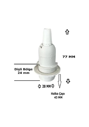 4 Metre Arapuarlı Aç Kapat Anahtar Fişli Abajur Lambader Duyu Seyyar E14 2x0,50 Beyaz