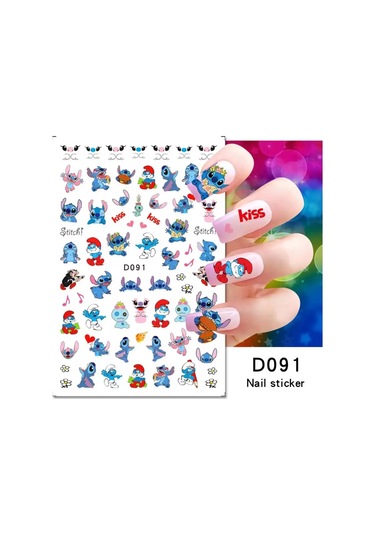 Lilo Ve Stitch Tırnak Çıkartmalar Anime Etiket Tırnak Sanat Süslemeleri Karikatür Animasyon Tırnaklar Üzerinde Basın Çivi Aksesuarları Manikür İçin Haki