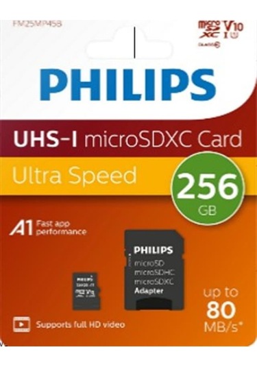 Philips Fm25mp45b/00 256gb Class10 Uhs-ı U1 Tf Adaptörlü Micro Sdxc Hafıza Kartı