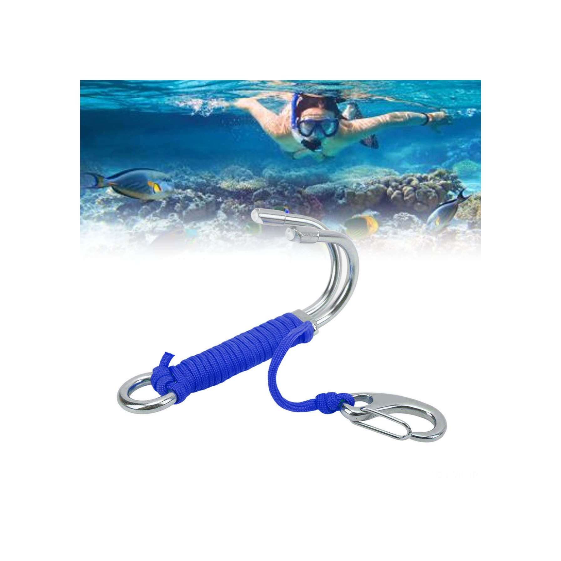 Vkemall 316 Paslanmaz Çelik Dalga Akıcı Su Altı İki Kanca: Vücut Dengeyi Sağlar, Dayanıklı Kordonlu Derin Deniz Dalış Aksesuarı Mavi Mavi