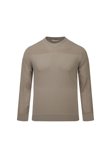 Hatemoğlu Bej Regular Fit Bisiklet Yaka Rayon Kazak 2977629 Bej