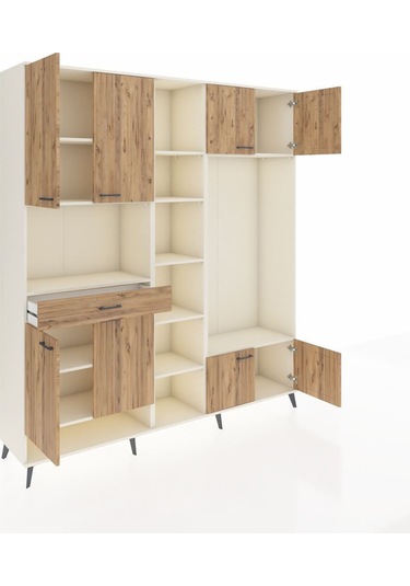 Hyperion Dolap 12 Raflı Tek Çekmeceli 8 Kapaklı 220x44x243 Aytaşı-çam/çam Atlas Çam/atlas Çam