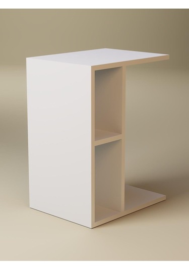 Raflı C Yan Sehpa, %100 Mdf Beyaz & Sonoma/beyaz & Sonoma / Gri Beyaz