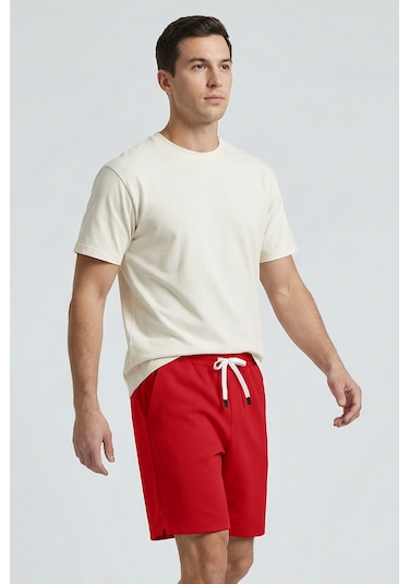 Tommy Life Fiesta Standart Fit Basic Arka Cepli Erkek Şort - 88314 Kırmızı