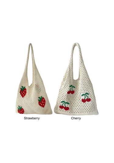 Kadınlar Büyük Kapasiteli Omuzdan Askili Çanta Sevimli Çilek Beyaz - Beyaz