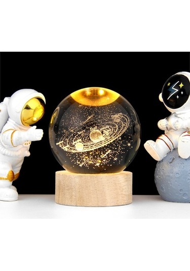 Novahub Sıcak Işık Ahşap Tabanlı 3d Kristal Küre Küçük Gece Lambası Masaüstü Dekorasyon Süsleri Tatil Usb Tak Ve Çalıştır, Küçük Led Gece Lambası Diğer