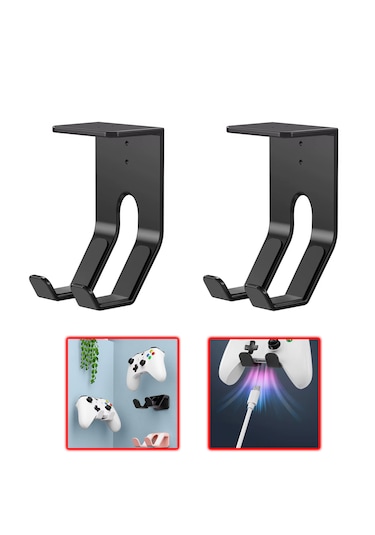 Microcase Ps5 Ve Oyun Kolları İçin Masaya Monte Tutucu Stand Holder 2 Adet Al5442 Siyah