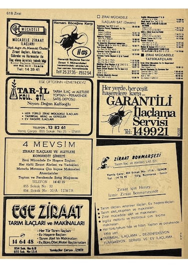 İzmir 1982-1983 Meslek Reklam İlanı Efemera S617