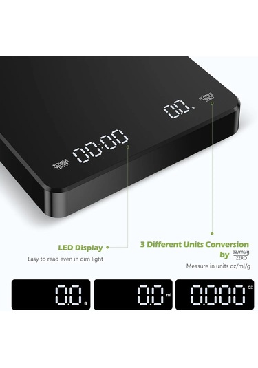 Ev Elektronik Mutfak Terazisi, Zamanlayıcılı Yüksek Hassasiyetli Siyah