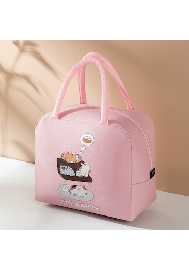 Jian Fan Karikatürlü Yemek Çantası Taşınabiler Is Koruma Kutusu-pembe Pembe