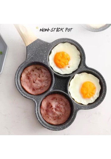 Ulzyvf 4'ü 1 Arada Yumurta Pişirme Tavası - Yapışmaz Mayfan Taş Kaplama, Tüm Ocaklara Uyumlu Siyah Siyah