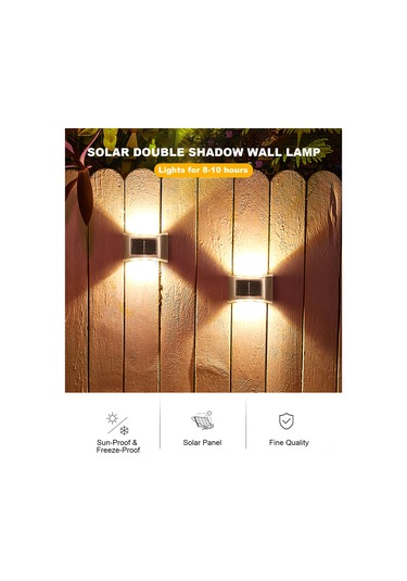 Monyee Güneş Enerjili 4'lü Led Duvar Lambası - Dış Mekan İçin Ip65 Su Geçirmez, Çelik Yapı, Beyaz Işık, Bahçe Ve Bahçe Aydınlatması Beyaz