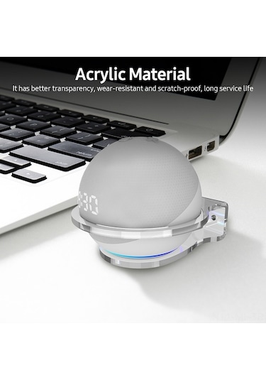 Novahub Duvara Monte Akrilik Hoparlör Askısı - Kolay Kurulum, Kablo Gizleme, Echo Dot 4 Uyumlu, Şeffaf, Dayanıklı Malzeme