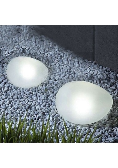 Besthome1 Çakıl Şekilli Güneş Enerjili Bahçe Lambası - Ip55 Su Geçirmez, 8 Saat Aydınlatma, Led Beyaz, Ev Bahçe Dekorasyonu Bey Beyaz