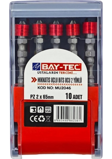 Bay-tec Mu2046 Mıknatıs Uçlu Bits Ucu 2 Yönlü Pz2x65 10adet