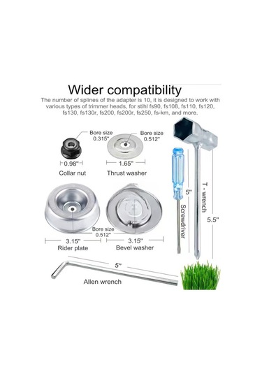 Monyee 9 İnç Çelik Tellerli 6-bıçaklı Orman Çim Kesici, Evsel Bahçe Çalı Kaldırma Aleti, Benzinli Makinalara Uyumlu Tamir Parçası