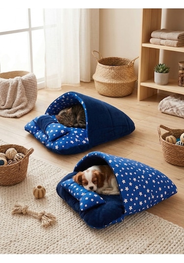 Terlik Model Çift Taraflı Kedi Köpek Yatağı