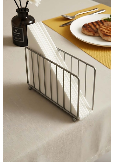 Silver Kafes Metal Peçetelik Gümüş