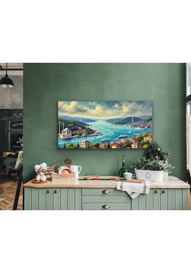 İstanbul Boğaz Manzarası Kanvas Tablo 60x120cm