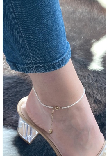 Keshi Doğal İnci Kadın Halhal Gümüş