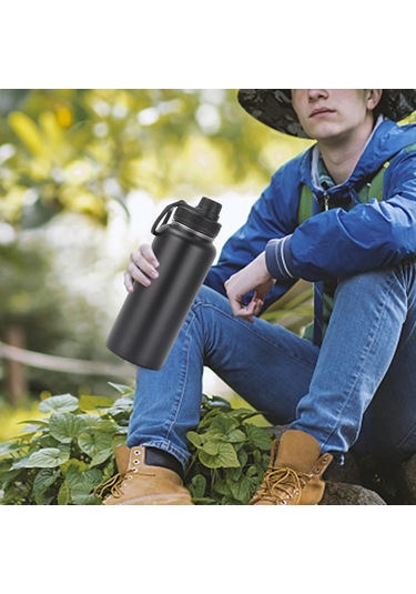 1000ml Paslanmaz Çelik Termos Şişe Büyük Kapasiteli Termal Su Şişesi Yalıtımlı Bardak Çift Duvar Vakum Şişeleri Seyahat Açık Mavi Diğer