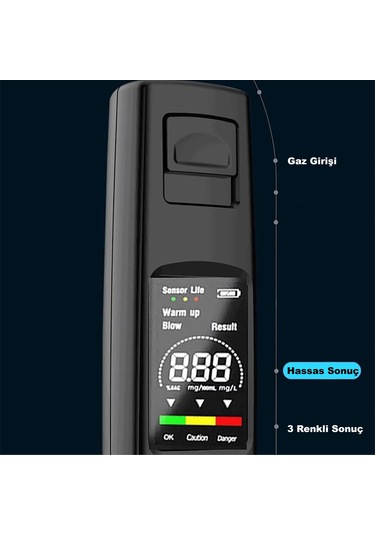 Hymark Taşınabilir Alkol Ölçüm Test Cihazı Trafik Alkol Tester Yüksek Hassasiyet Hızlı Tepki Şarjlı Dahili Pil Diğer