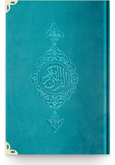 Orta Boy Kadife Kur'An-I Kerim (Turkuaz. Yaldızlı. Mühürlü)