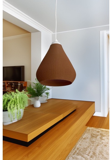 Modern Sarkıt Örme Tasarım Avize Orta Boy Kahve Salon Oturma Odası Çalışma Odası Vegan Pla Çok Renkli