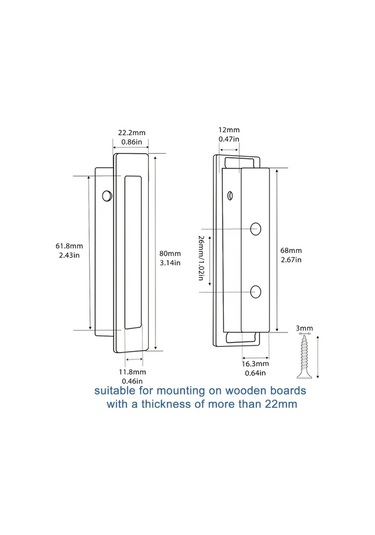 Willowhaven 2 Adet Modern Gizli Cep Kapı Kolu Fırçalanmış Pirç Paslanmaz Çelik 304