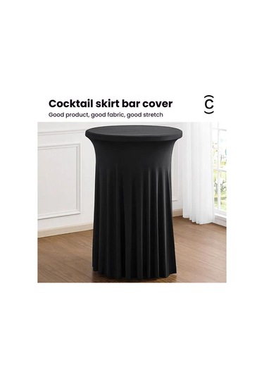 Sones Simple Premium Feeling İş Konferansı Kokteyl Bar Örtüsü Yuvarlak Sundress Streç Masa Örtüsü, Boyut: 80x110cm Siyah Siyah