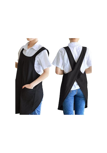 Homyl Japon Stilleri Çapraz Arka Önlük Yumuşak Pinafore Siyah Siyah