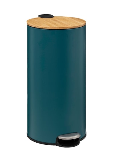 5five Çöp Kovaları Simply Smart Bambou 30 Lt Metal Petrol Mavisi Koyu Mavi