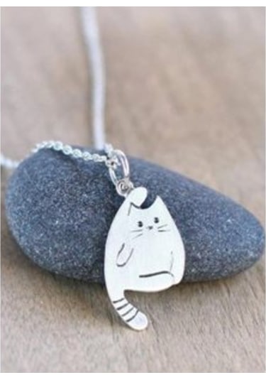 Gümüş Kedili Kolye 487180007
