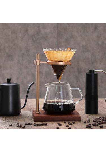 Homyl Kahve Damlatıcı Tutucu Pour Over Standı Taşınabilir Altın, Kahverengi