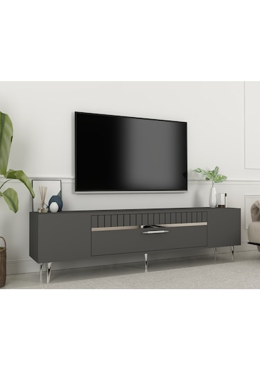 Bakü Tv Sehpası Tv Ünitesi 150 Cm Antrasit Gümüş