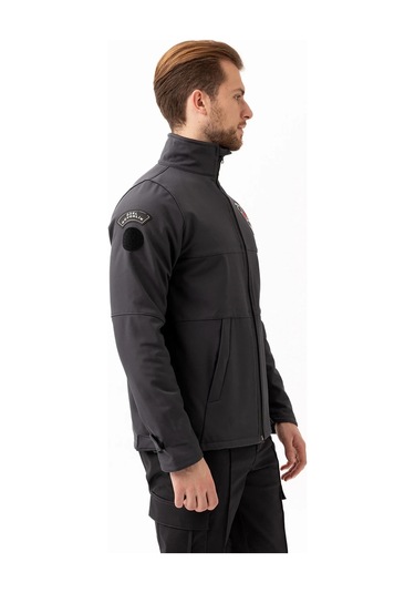 Kışlık İş Güvenliği Softshell Mont Kıyafetleri Rüzgar Geçirmez Nefes Alabilen Montu Füme