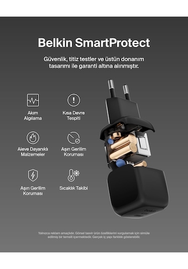 Belkin Kompakt 45 W Usb-c Güç İletimli Hızlı Şarj Aleti, Siyah