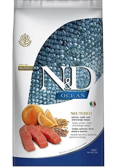 N&D Düşük Tahıllı Somonlu Kısırlaştırılmış Yetişkin Kedi Maması 10 KG