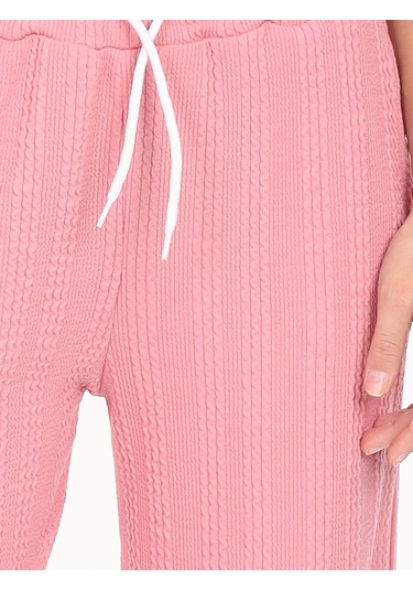 Denokids Kız Çocuk Geniş Paça Pembe Basic Eşofman Altı Renkli Pembe